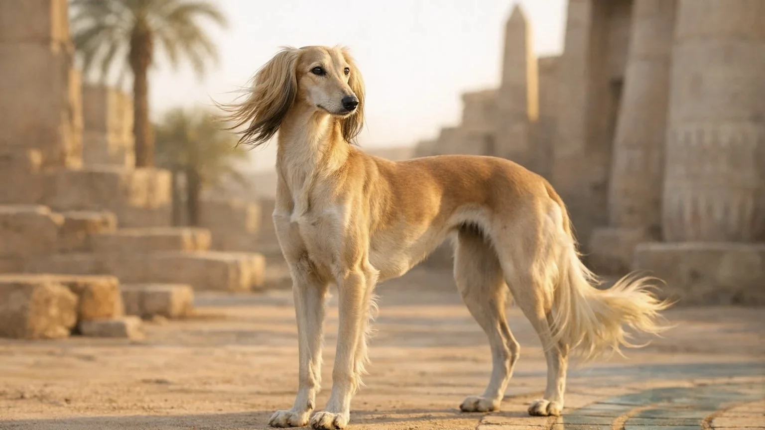 Elegant and slender Saluki dog representing royal heritage