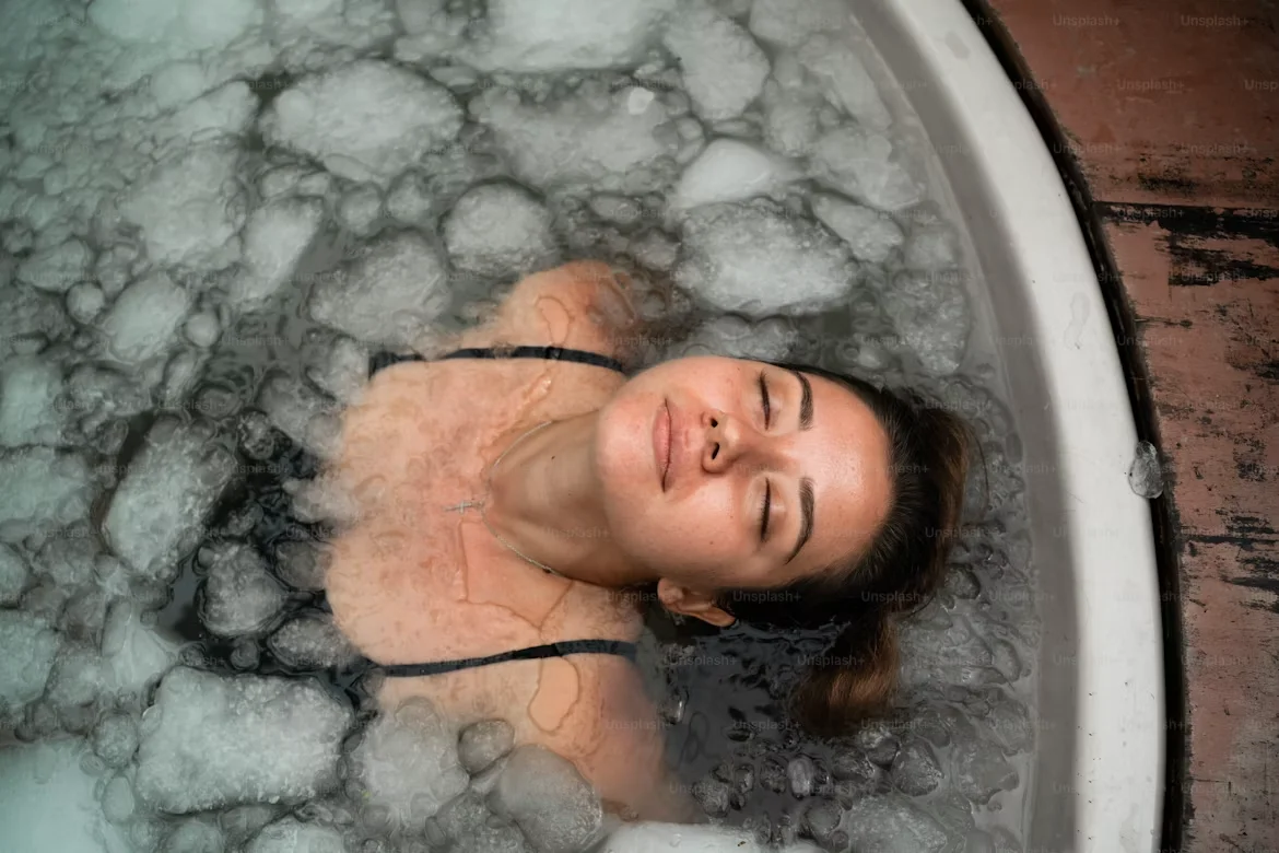 Advanced biohacking setup and premium ice bath treatment defining alternative luxury health trends wealthy