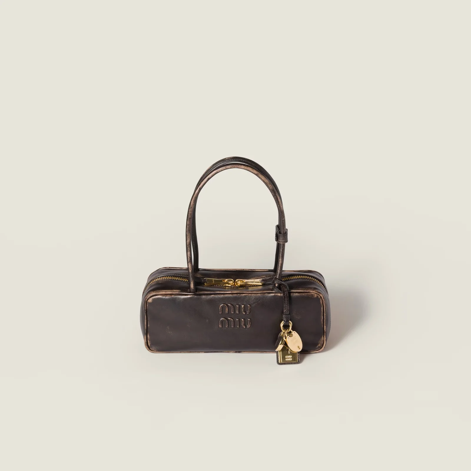 Miu Miu Beau Nappa leather bag in coffee brown luxury finish