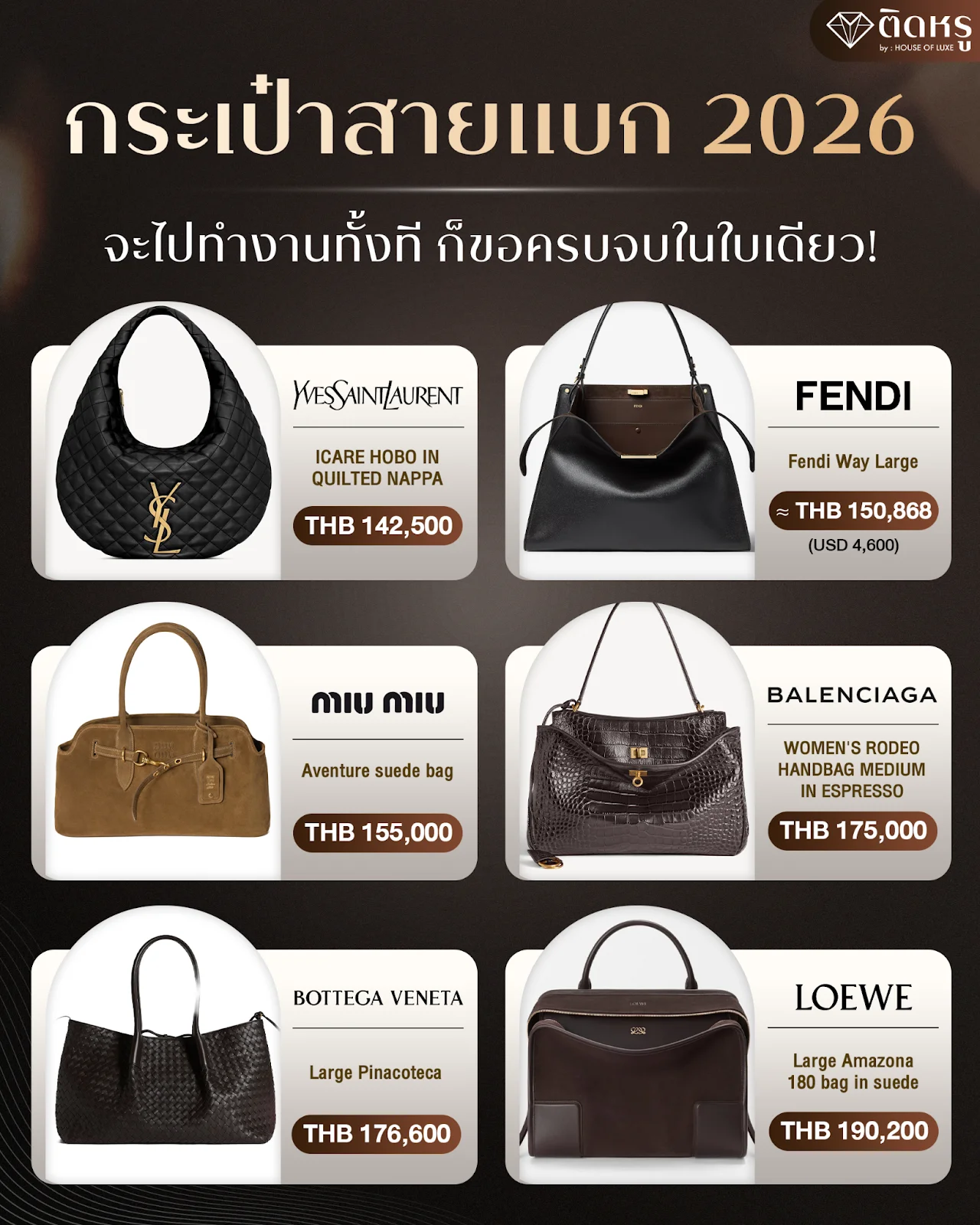 แฟชันกระเป๋าแบรนด์เนม Oversized รุ่นยอดฮิตในปี 2026