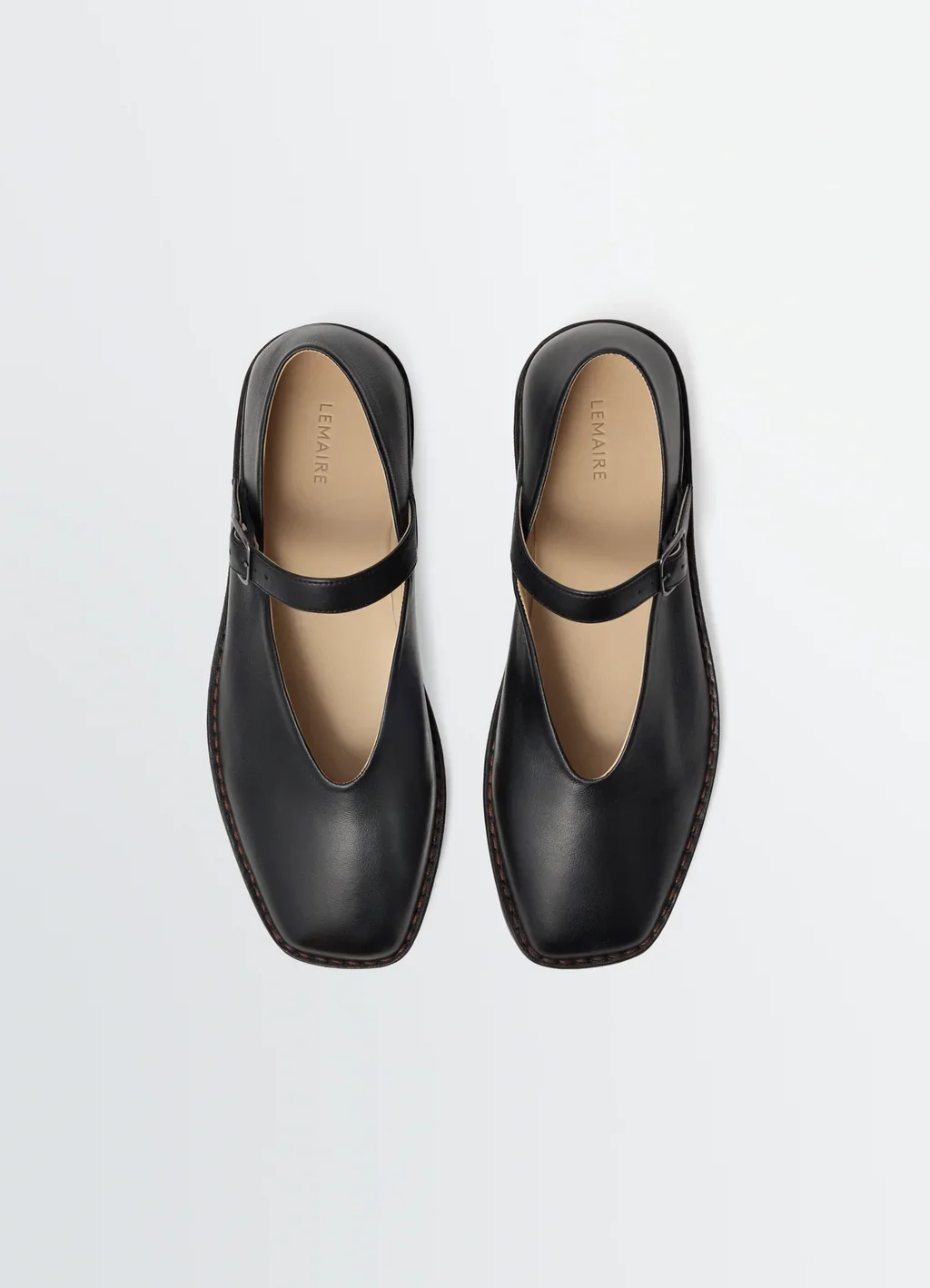 Lemaire Ballerina Shoes in soft black leather minimalist style