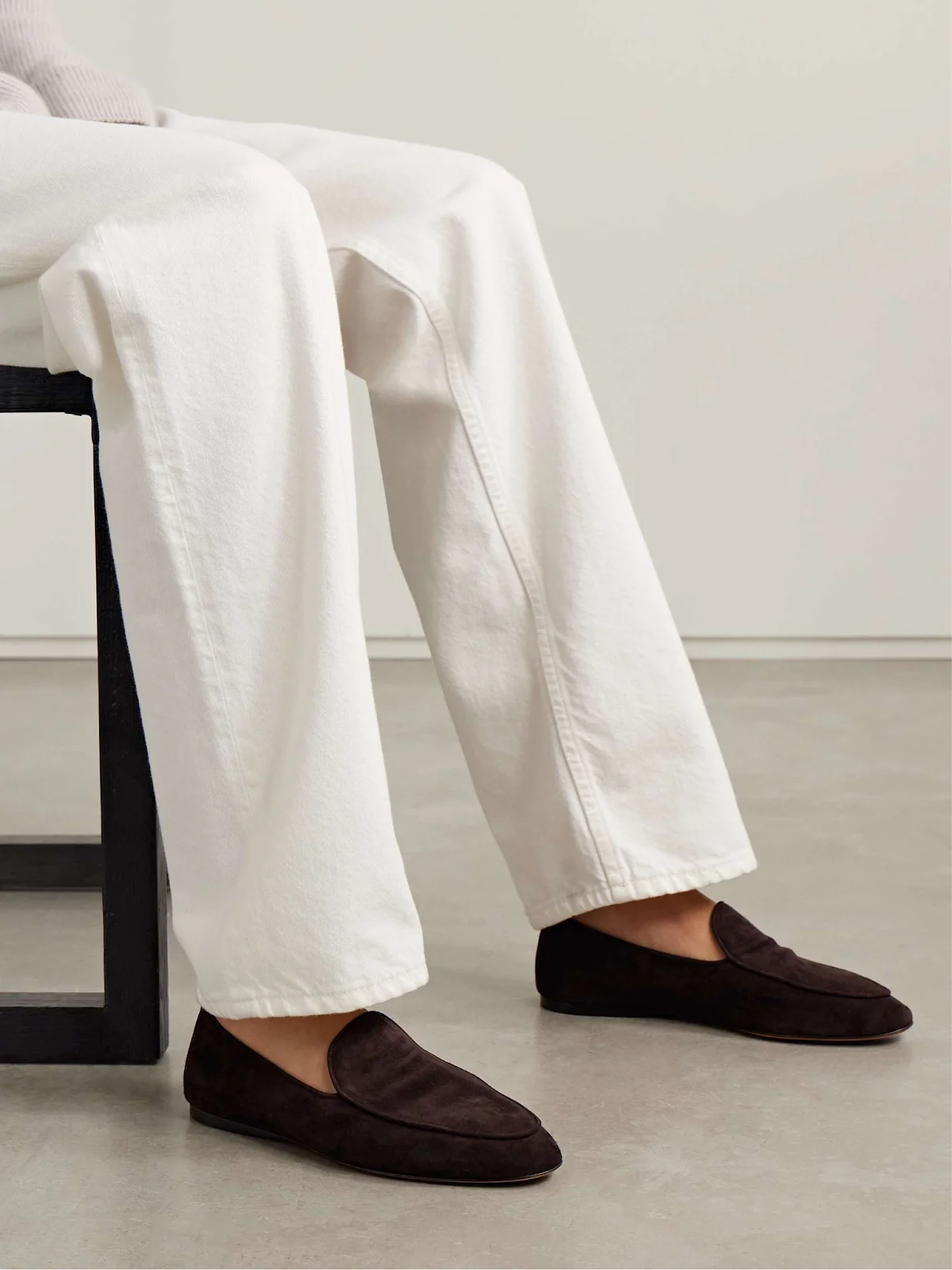The Row Awar Flat Loafer in elegant dark brown lacquer