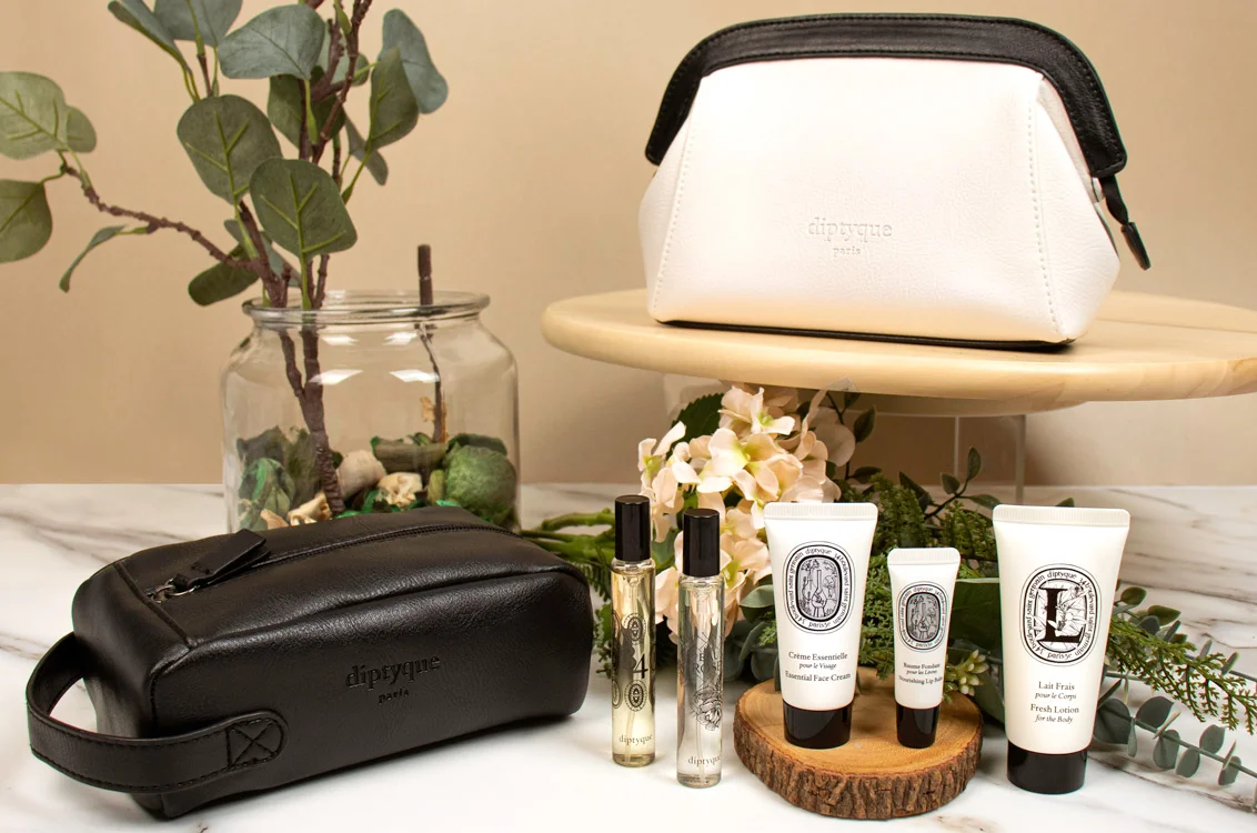 ชุด Amenity Kit แบรนด์ Diptyque บนชั้นธุรกิจสายการบิน Qatar Airways