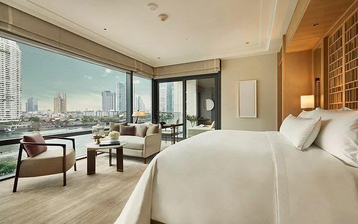 Luxurious Riverfront Premier room interior at Capella Bangkok hotel