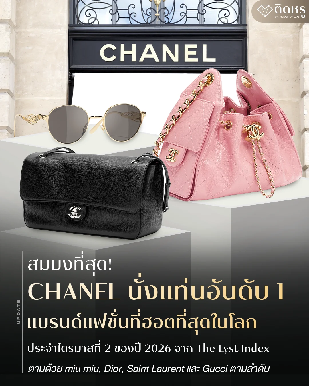 Chanel คว้าอันดับ 1 แบรนด์แฟชั่นฮอตที่สุดในโลก จากการจัดอันดับ The Lyst Index Q2 2026