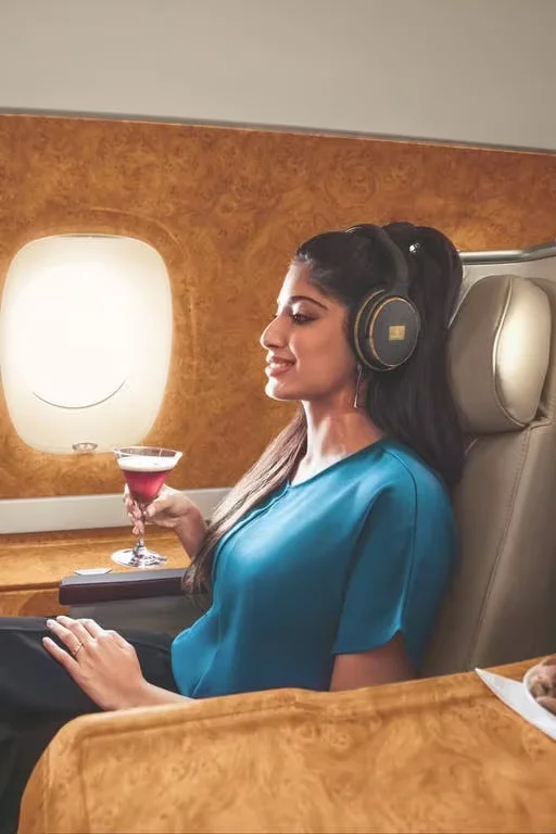Luxury Emirates Business Class seating on Airbus A380