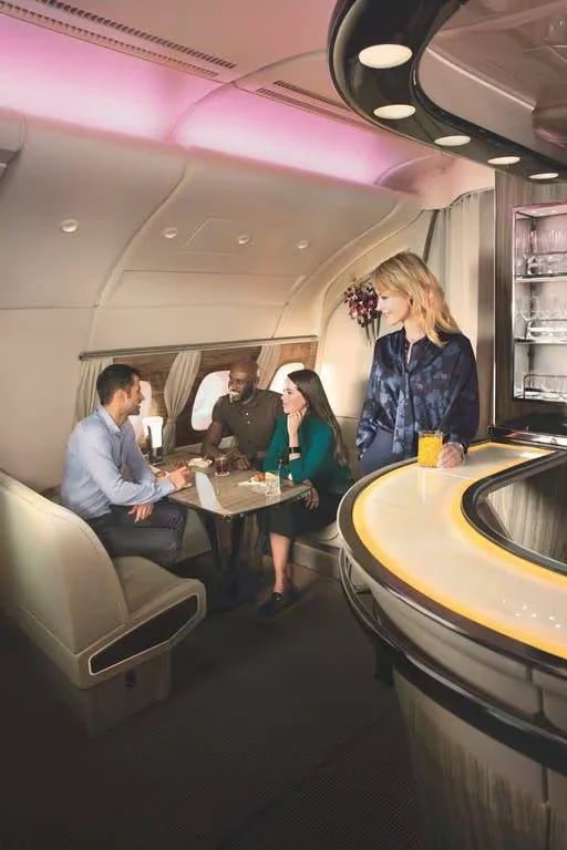 Exclusive Onboard Lounge and bar on Emirates A380 flight