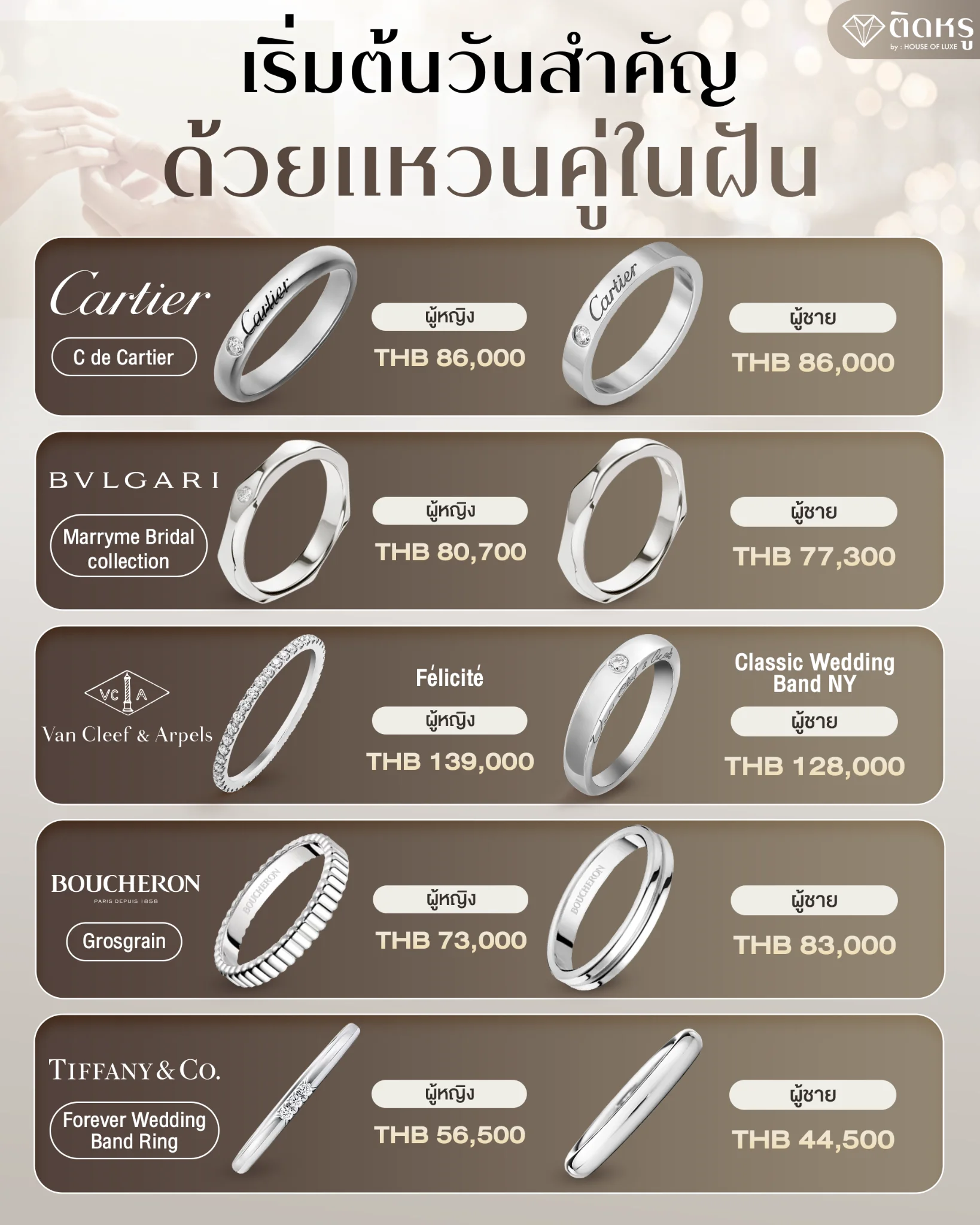 A stunning collection of luxury designer couple rings presented in premium velvet jewelry boxes