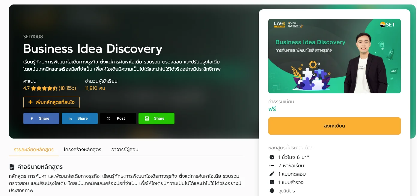 การเรียนสร้างแบรนด์ส่วนบุคคลและการตลาดดิจิทัลสำหรับผู้ประกอบการ