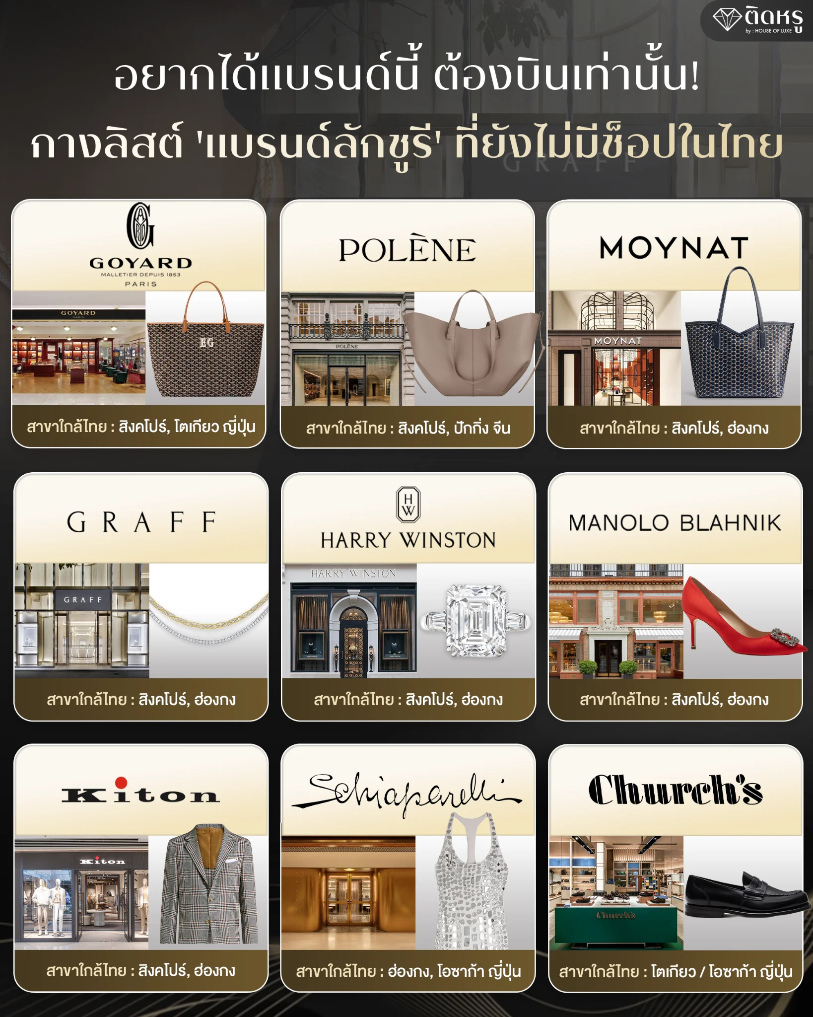 อินโฟกราฟิกสรุป ลิสต์แบรนด์ลักชูรี ไม่มีช็อปในไทย พร้อมปักหมุดสาขาใกล้ที่สุด