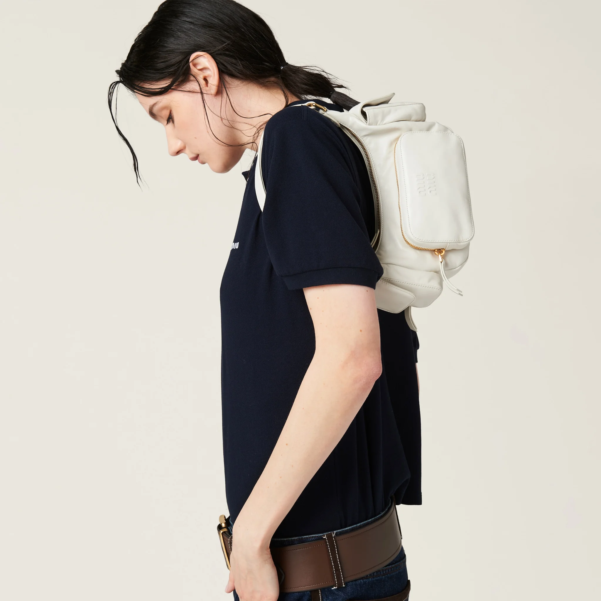 Miu Miu White Nappa Leather Pocket Bag