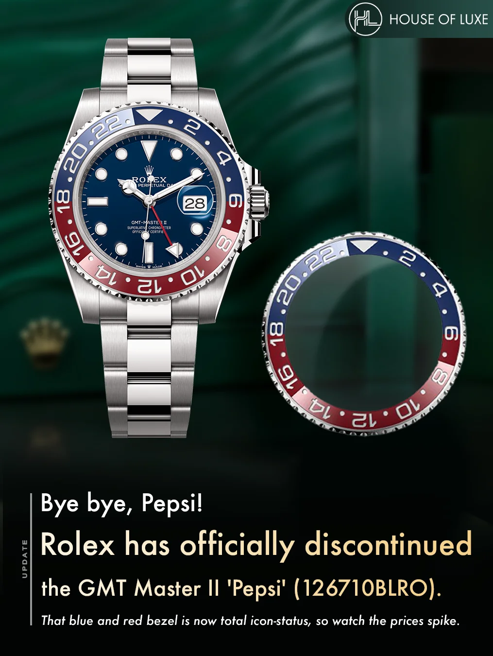 Rolex GMT-Master II Pepsi Ref. 126710BLRO with iconic blue and red bezel