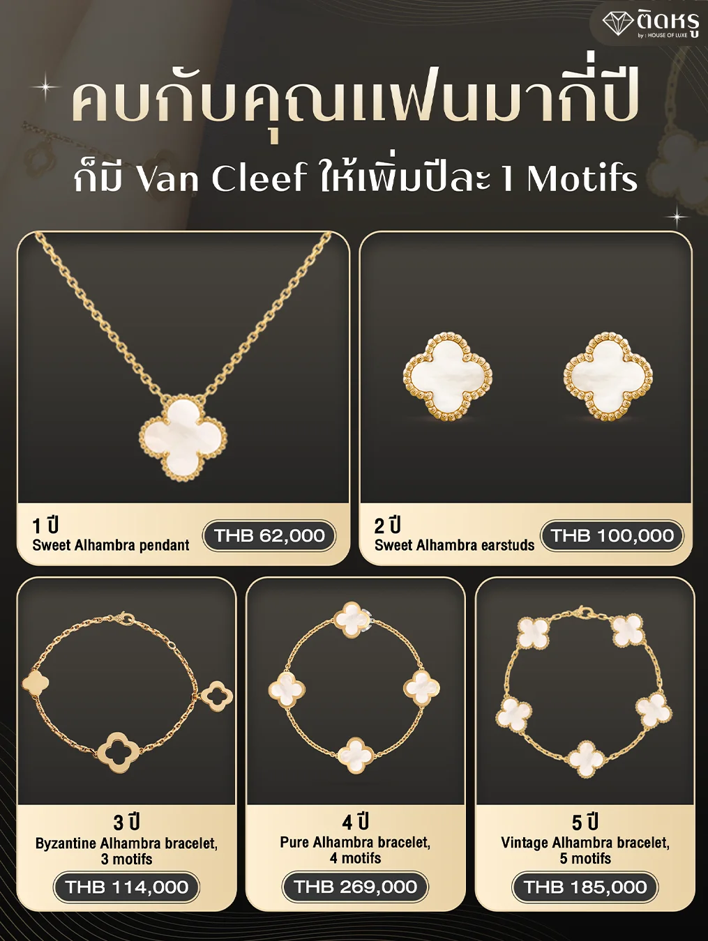 Van Cleef Arpels Alhambra jewelry collection curated as an anniversary gift milestone